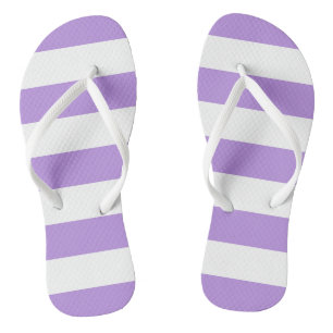 Purple Stripes, White Stripes, Striped Pattern Flip Flops
