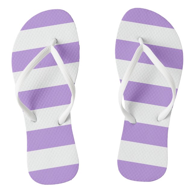 Purple Stripes, White Stripes, Striped Pattern Flip Flops (Footbed)