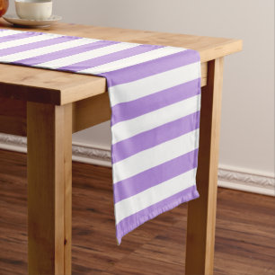 Purple Stripes, White Stripes, Striped Pattern Medium Table Runner