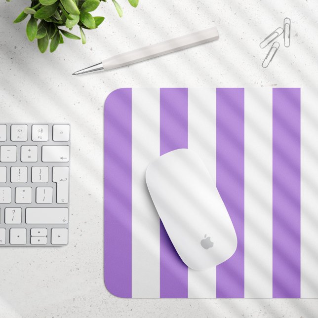 Purple Stripes, White Stripes, Striped Pattern Mouse Mat (Creator Uploaded)