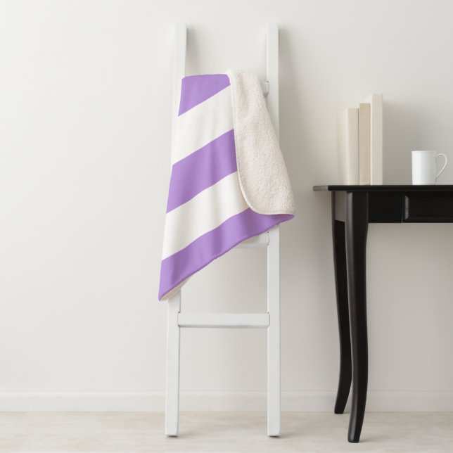Purple Stripes, White Stripes, Striped Pattern Sherpa Blanket (In Situ)