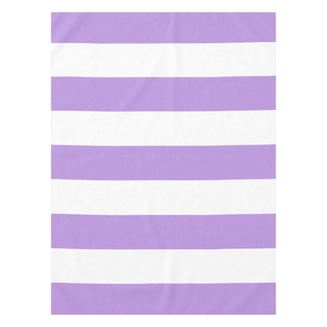 Purple Stripes, White Stripes, Striped Pattern Tablecloth (Front)