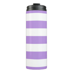 Purple Stripes, White Stripes, Striped Pattern Thermal Tumbler