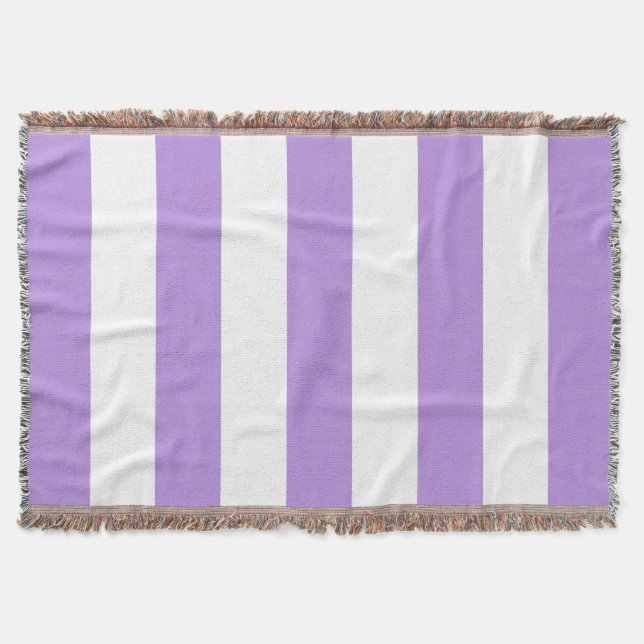 Purple Stripes, White Stripes, Striped Pattern Throw Blanket (Front)