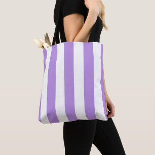 Purple Stripes, White Stripes, Striped Pattern Tote Bag