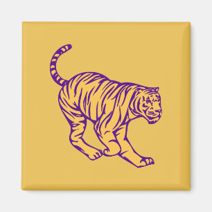Purple Stripes Wild Cat Tiger Illustration Magnet