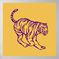 Purple Stripes Wild Cat Tiger Illustration