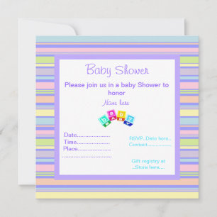 PURPLE STRIPEY BABY SHOWER INVITATION BLOCKS