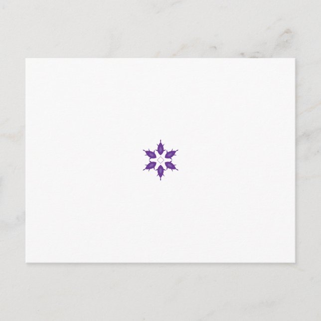 Purple, stylised floral mandala design on a dark b postcard (Front)