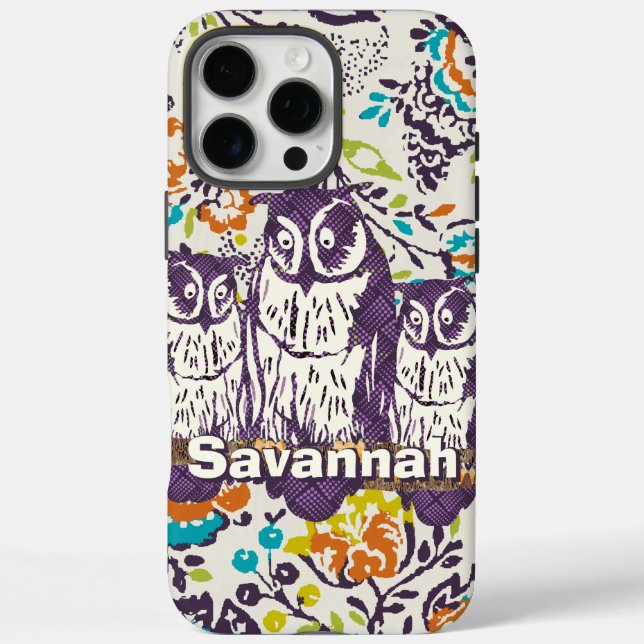 Purple Stylised Geometric Owl Family Case-Mate iPhone Case (Back)