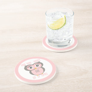 Purple Stylised Geometric Owl Family Coaster