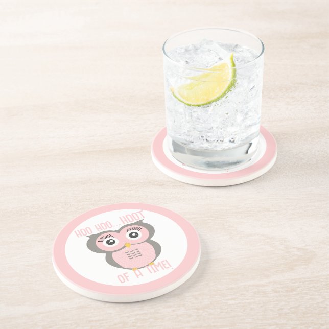 Purple Stylised Geometric Owl Family Coaster (Side)