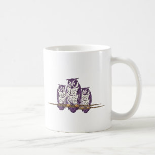 Purple Stylised Geometric Owl Family Coffee Mug