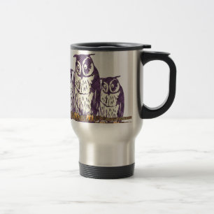 Purple Stylised Geometric Owl Family Travel Mug