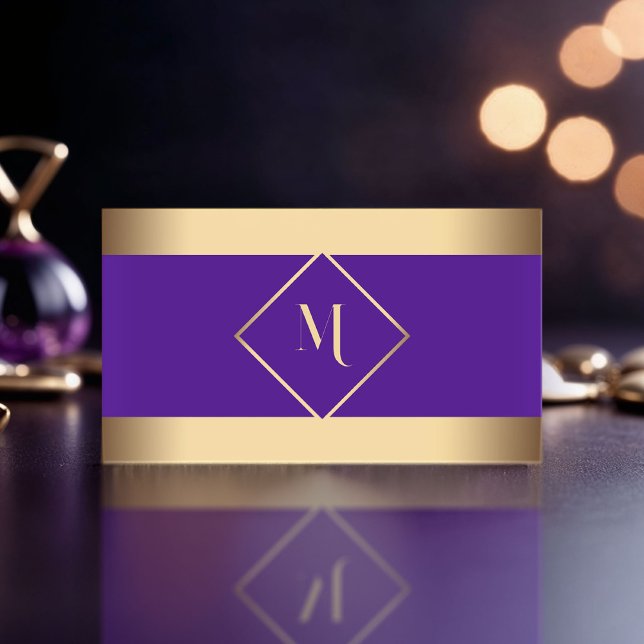 Purple Stylish Gold Frame Modern Business Card (Creator Uploaded)