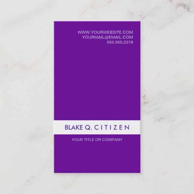 Purple Stylish Modern Clean Business Card (Front)