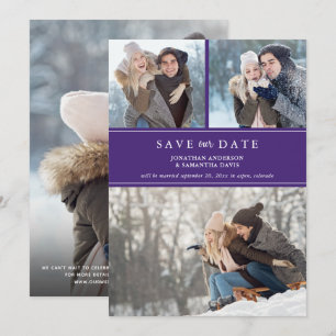 Purple Stylish Modern Photo Collage Save our Date Save The Date