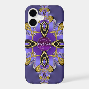 Purple Stylish Satin Lace Art Monogram iPhone Case