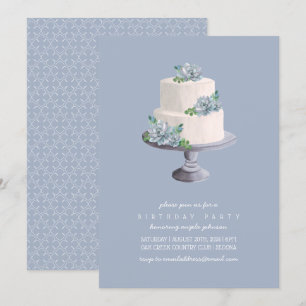 Purple Succulent Birthday Cake 2 Invitation