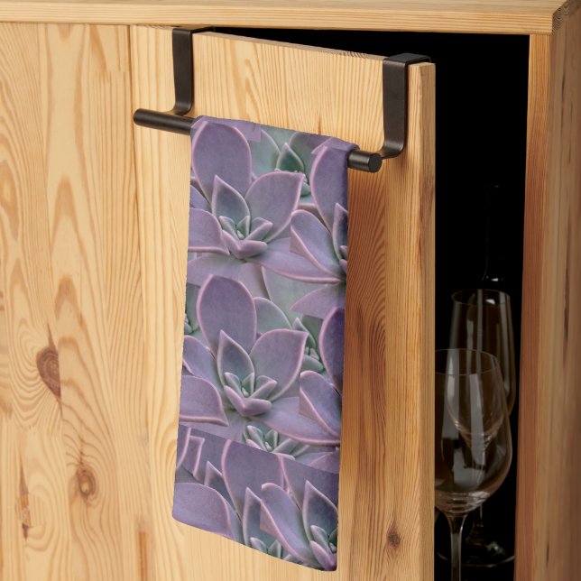 Purple Succulent Tea Towel (Thirds Fold)