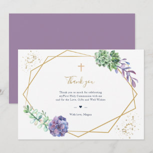 Purple Succulents Communion Thank you Card
