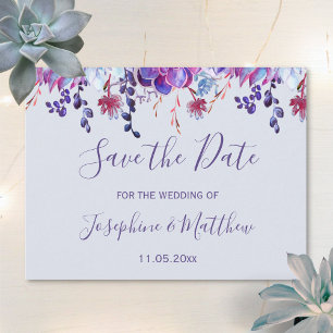 Purple Succulents Save the Date Announcement Postcard