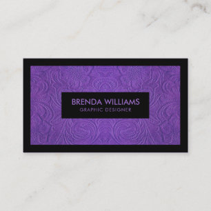 Purple Suede Leather Floral Pattern Business Card