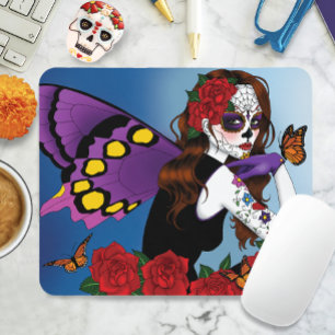 Purple Sugar Skull Fairy Mouse Mat