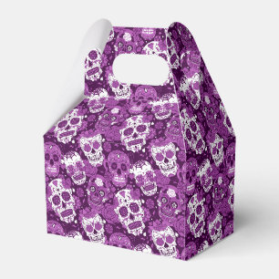 Purple sugar skull floral ornamental pattern favour box