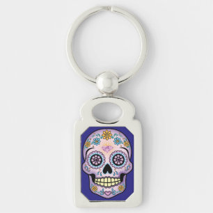 Purple Sugar Skull Key Ring