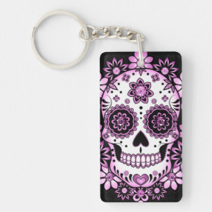 Purple Sugar Skull Key Ring