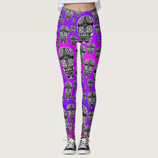 Purple Sugar Skull Leggings