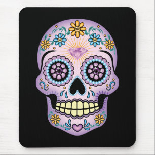 Purple Sugar Skull Mouse Mat