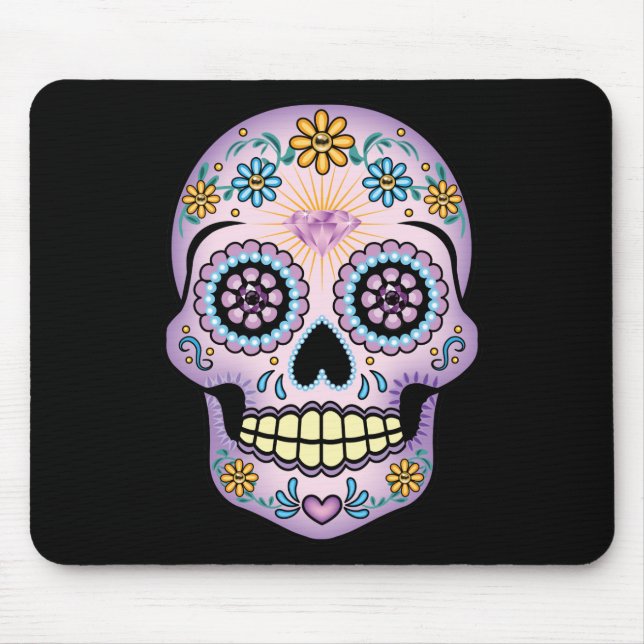 Purple Sugar Skull Mouse Mat (Front)