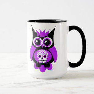 Purple Sugar Skull Owl Mug