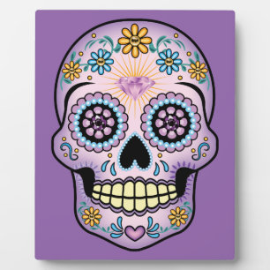Purple Sugar Skull Plaque