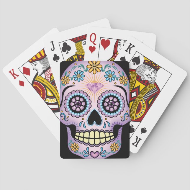 Purple Sugar Skull Playing Cards (Back)