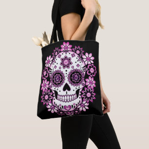 Purple Sugar Skull Tote Bag