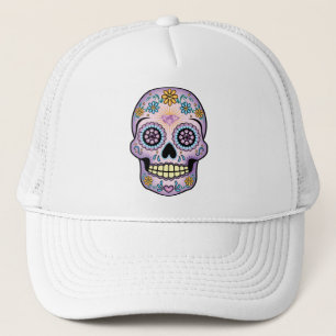 Purple Sugar Skull Trucker Hat