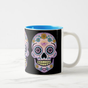 Purple Sugar Skull Two-Tone Coffee Mug