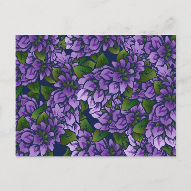 Purple Summer Floral Art Lilac Gardening Pattern Postcard (Front)