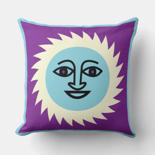 Purple Sun and quatrefoil pillow (Front)