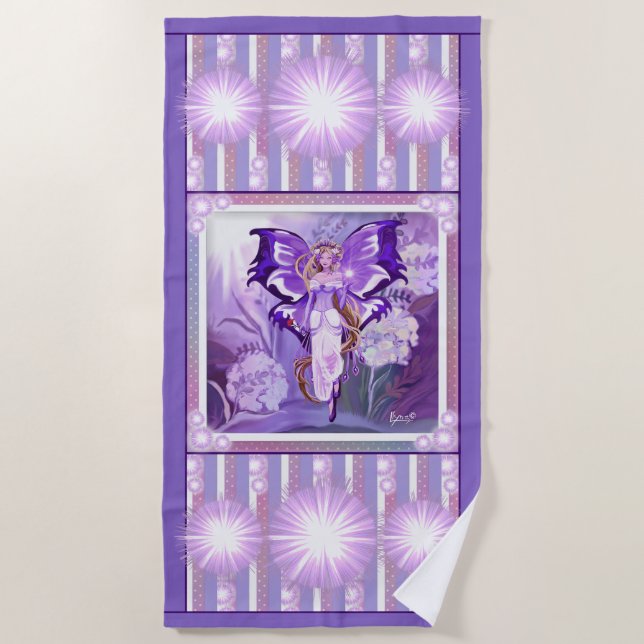Purple Sun Fairy Beach Towel (Front)