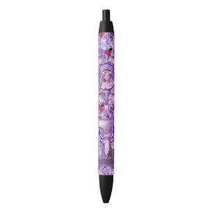 purple sun fairy black ink pen