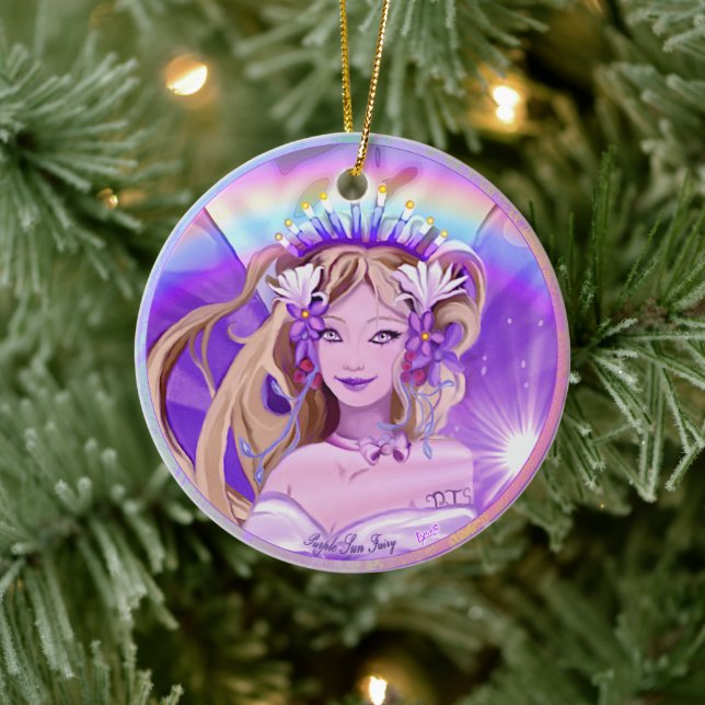 Purple Sun Fairy Ceramic Tree Decoration (Tree)