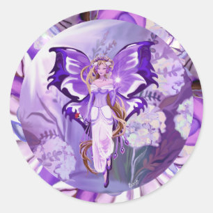 Purple Sun Fairy Classic Round Sticker