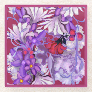 Purple sun Fairy Glass Coaster
