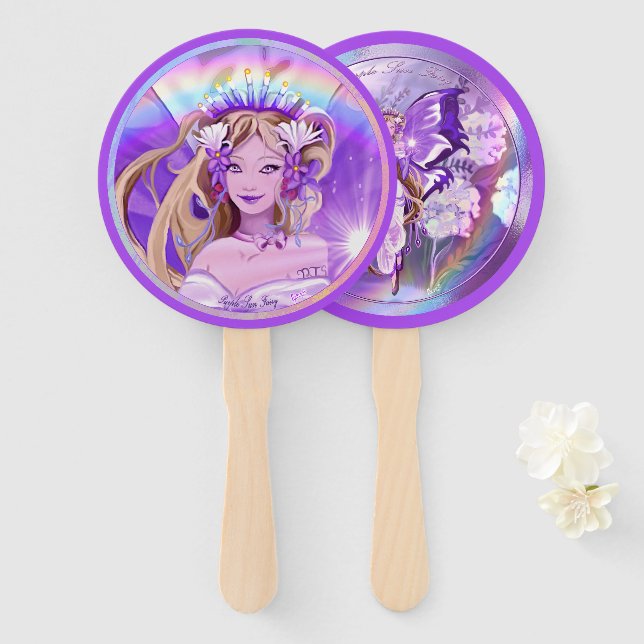 Purple Sun Fairy Hand Fan (Front and Back)