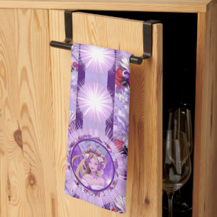 Purple Sun fairy kitchen towel