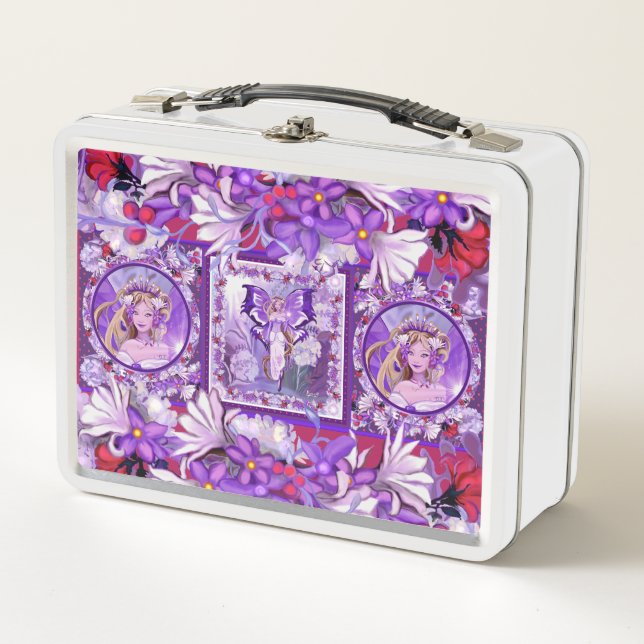 Purple Sun Fairy Metal Lunch Box (Front)